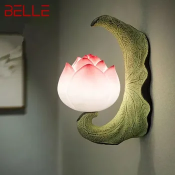 BELLE Модерен стенен лампа Lotus в китайски стил, Хол, спалня, Чайна, Коридор, Арт Декоративна лампа