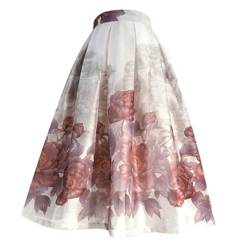 Дамска мода пролет-лято дизайнерска пола с флорални принтом, дамска есенно-зимна базова пола за почивка трапецовидна форма, с висока талия TB995