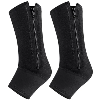 2 броя Спортна защита голеностопа Калъф за чорапи с цип Фиксирани чорапи за краката 2 елемента (черни) Тиранти за мъжете Поддържат компрессию Човек
