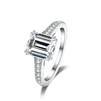 Луксозни платинен пръстен Pt950 с Муассанитом изумрудени диаманти 4,0 карата, Диамантени пръстени за жени, Ruby Сапфирен годежен пръстен с обещанието, Женски пръстен като подарък